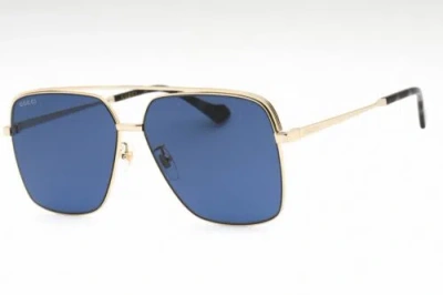 Pre-owned Gucci Gg1099sa-002-61 Sunglasses Size 61mm 150mm 13mm Gold Men In Blue