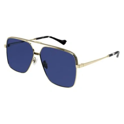 Pre-owned Gucci Gg1099sa 002 Gold/blue Gold 61-13-150 Sunglasses