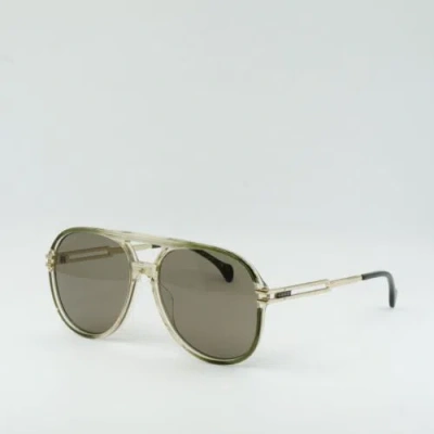 Pre-owned Gucci Gg1104s 003 Transparent Green/gold/brown 61-16-145 Sunglasses Authe...