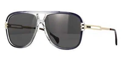 Pre-owned Gucci Gg1105s 001 Sunglasses Grey Frame Grey Green Lenses 63mm In Gray Green