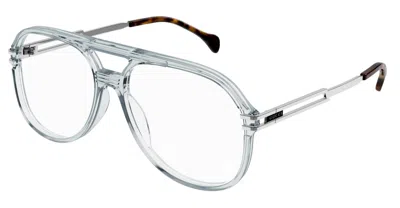 Pre-owned Gucci Gg1106o 003 Transparent Grey-silver Men's Eyeglasses In Clear
