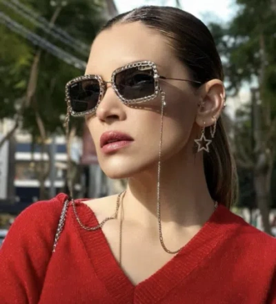 Pre-owned Gucci Gg1112s-001-54 Gold Sunglasses