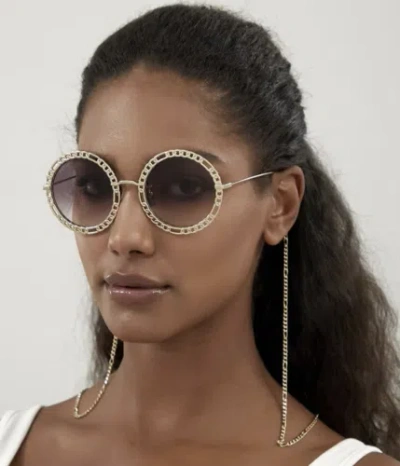 Pre-owned Gucci Gg1113s-002-53 Gold Sunglasses