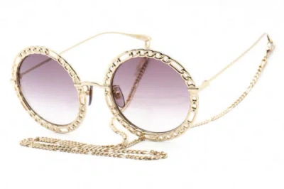 Pre-owned Gucci Gg1113s 002 Gold / Violet Gradient 53-24-140 Sunglasses In Purple