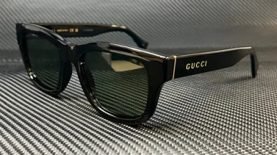 Pre-owned Gucci Gg1135s 001 Black Green Polarized Men's 51 Mm Medium Sunglasses