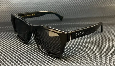 Pre-owned Gucci Gg1135s 002 Black Dark Grey Men's 51 Mm Sunglasses In Gray