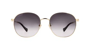 Pre-owned Gucci Gg1142sa-001 Women's Gold & Black Frame / Gray Gradient Lens Sunglasses