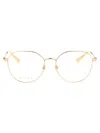 Gucci Round-frame Logo-plaque Glasses In Gold