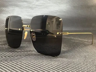 Pre-owned Gucci Gg1147s 001 Gold Square 62 Mm Women's Sunglasses In Gray