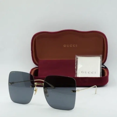 Pre-owned Gucci Gg1147s 001 Gold/grey 62-19-135 Sunglasses In Gray