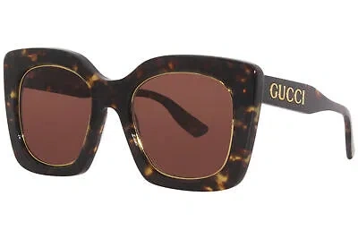 Pre-owned Gucci Gg1151s 003 Sunglasses Women's Havana/brown Lenses Cat Eye 51mm