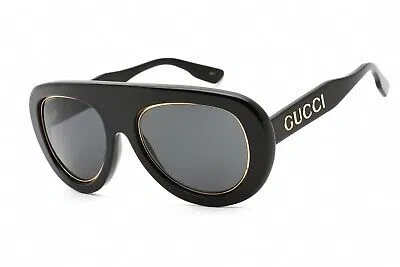Pre-owned Gucci Gg1152s 001 Sunglasses Shiny Black Frame Dark Grey Lenses 54mm In Gray
