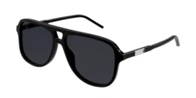 Pre-owned Gucci Gg1156s-001 Pilot Black In Gray