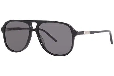 Pre-owned Gucci Gg1156s 001 Sunglasses Men's Black/grey Lenses Pilot Shape 7mm In Gray