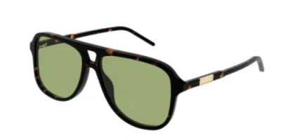 Pre-owned Gucci Gg1156s-004 Pilot Havana In Green