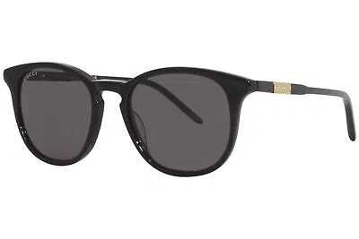 Pre-owned Gucci Gg1157s 001 Sunglasses Men's Black/grey Lenses Round Shape 50mm In Gray