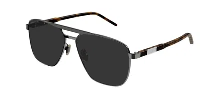 Pre-owned Gucci Gg1164s 001 Ruthenium/grey Men's Sunglasses In Gray