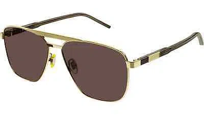 Pre-owned Gucci Gg1164s-002 Square Havana Gold In Brown