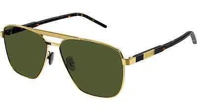 Pre-owned Gucci Gg1164s-004 Square Havana Gold In Green