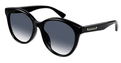 Pre-owned Gucci Gg1171sk 002 Round Oval Panthos Acetate Black Grey 57mm Women's Sunglasses In Gray