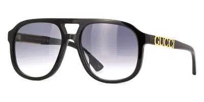 Pre-owned Gucci Gg1188s 002 Sunglasses Black Frame Grey Gradient Lenses 58mm In Gray