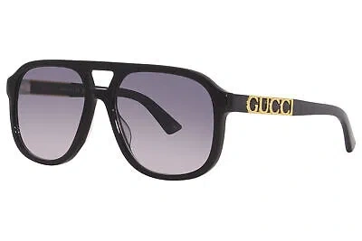 Pre-owned Gucci Gg1188s 002 Sunglasses Black/grey Gradient Lenses Pilot Shape 58-mm In Gray