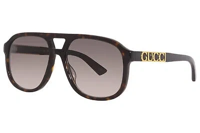 Pre-owned Gucci Gg1188s 003 Sunglasses Havana/brown Gradient Lenses Pilot Shape 58mm