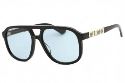 Pre-owned Gucci Gg1188s-004-58 Sunglasses Size 58mm 140mm 17mm Black Men In Blue