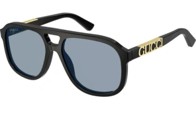 Pre-owned Gucci Gg1188s-004 Black Black Blue Sunglasses