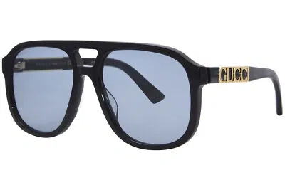 Pre-owned Gucci Gg1188s 004 Sunglasses Black/blue Pilot 58mm