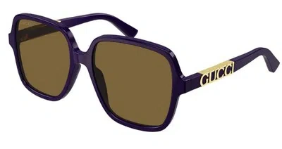 Pre-owned Gucci Gg1189s 005 Sunglasses Women's Violet/brown Lenses Square Shape 58-mm