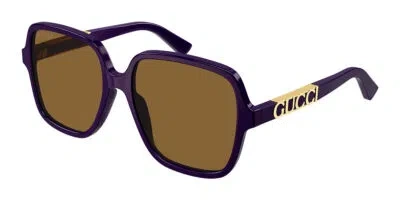 Pre-owned Gucci Gg1189s-005 Violet Violet Brown Sunglasses