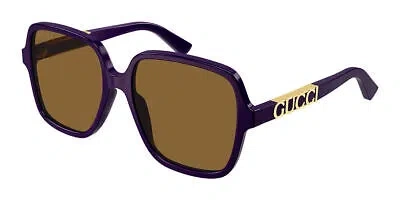 Pre-owned Gucci Gg1189s-005 Violet Violet Brown Sunglasses