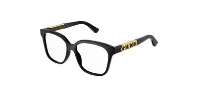 Pre-owned Gucci Gg1192o 004 Black With  Bold Logo Soft Square Women's Eyeglasses In Clear