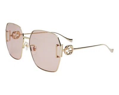 Pre-owned Gucci Gg1207sa-001 Women's Gold Frame / Brown Lens Sunglasses