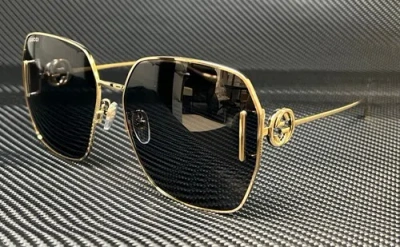 Pre-owned Gucci Gg1207sa 002 Gold Grey Women's 64 Mm M Size Sunglasses In Gray