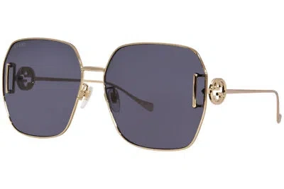 Pre-owned Gucci Gg1207sa 002 Sunglasses Women's Gold/grey Square Shape 64mm In Gray