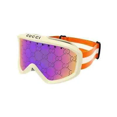 Pre-owned Gucci Gg1210s 002 Ski Goggles Mask Ivory Orange Pink Gg Mirror Sunglasses