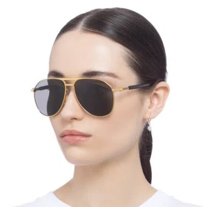 Pre-owned Gucci Gg1220s-001 Gold Sunglasses In Gray