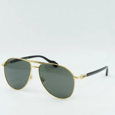 Pre-owned Gucci Gg1220s 001 Gold/grey 59-14-145 Sunglasses In Gray