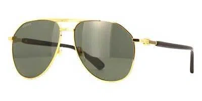 Pre-owned Gucci Gg1220s 001 Sunglasses Gold Frame Grey Lenses 59mm In Gray
