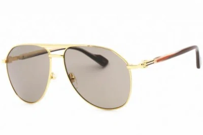 Pre-owned Gucci Gg1220s-002-59 Sunglasses Size 59mm 145mm 14mm Gold Men In Brown
