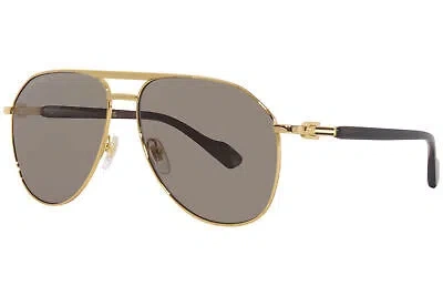 Pre-owned Gucci Gg1220s 002 Sunglasses Men's Gold/brown Lenses Pilot Shape 59mm