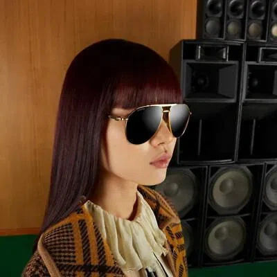 Pre-owned Gucci Gg1220s-003-59 Gold Sunglasses