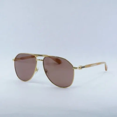 Pre-owned Gucci Gg1220s 003 Gold/cognac 59-14-145 Sunglasses Authentic In Brown