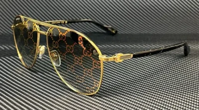 Pre-owned Gucci Gg1220s 004 Gold Green Gradient Mirror Men's Xl Size Sunglasses