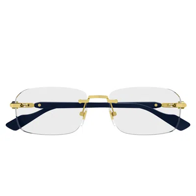 Gucci Gg1221 O 004 Gold Blue/transparent Men's Prescription Glasses