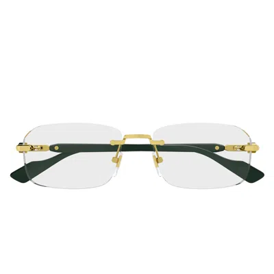 Gucci Gg1221 O 005 Gold Green/transparent Men's Prescription Glasses
