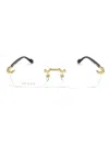 Gucci Demo Rectangular Men's Eyeglasses Gg0006oan 001 55 In 002 Gold Brown Transparen