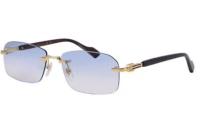 Pre-owned Gucci Gg1221s 002 Sunglasses Men's Gold/horn/blue Gradient Elite Ar Custom Lens